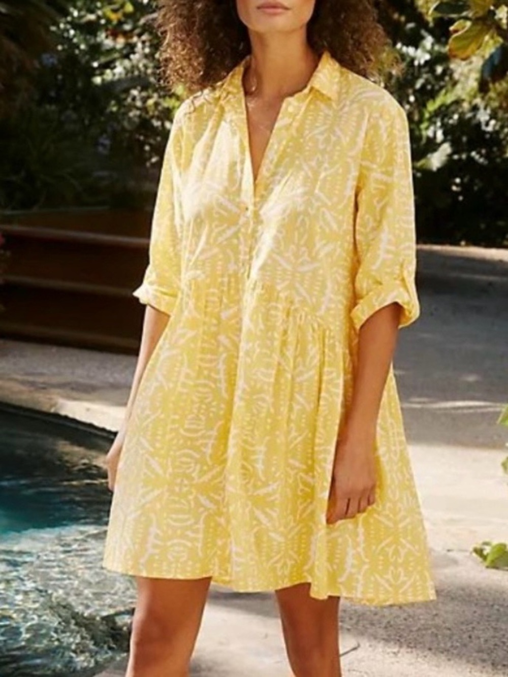 Ro’s Garden Deauville Tunic Shirt Dress Tuckernuck Anthropologie Yellow L